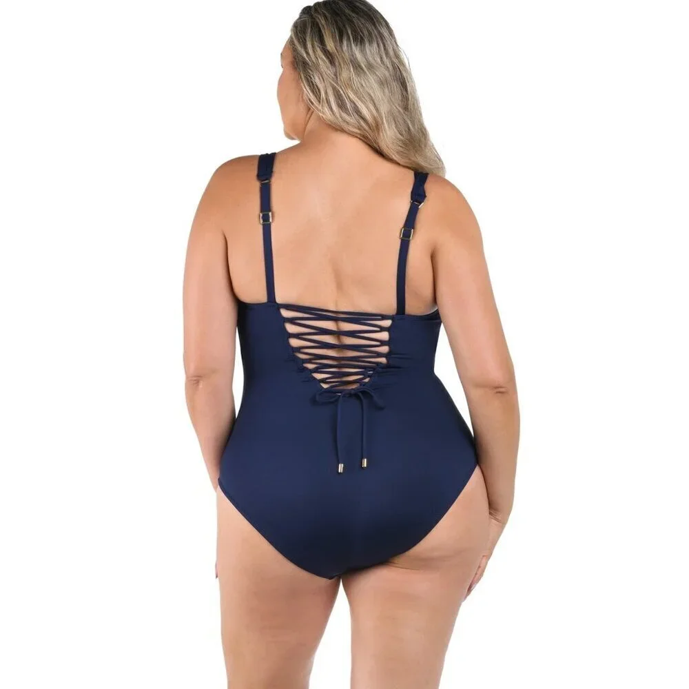NWT Women's - La Blanca Luxe Tummy Control One Piece Swimsuit, Size 16